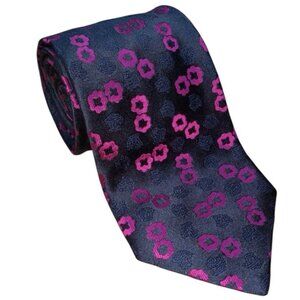 Versace Pink & Navy Blue Floral Neck Tie